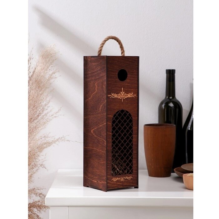 Ящик для вина "Пьемонт", цвет темный шоколад, 34х10,5х10,2 см от компании Интернет-гипермаркет «MOLL» - фото 1
