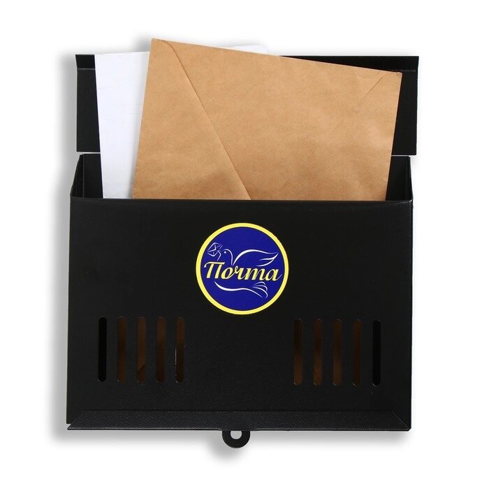Ящик почтовый без замка (с петлёй), горизонтальный "Мини", чёрный от компании Интернет-гипермаркет «MOLL» - фото 1