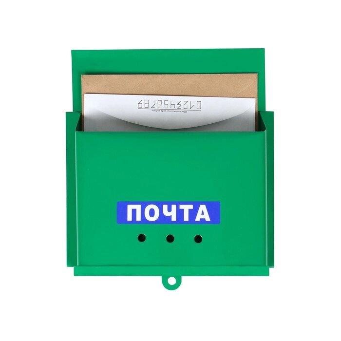 Ящик почтовый без замка (с петлёй), горизонтальный "Письмо", зелёный от компании Интернет-гипермаркет «MOLL» - фото 1