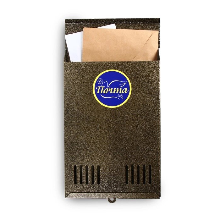 Ящик почтовый без замка (с петлёй), вертикальный, бронзовый от компании Интернет-гипермаркет «MOLL» - фото 1