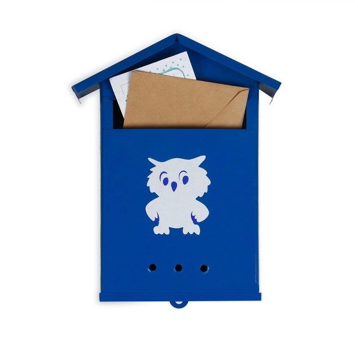Ящик почтовый без замка (с петлёй), вертикальный, "Домик", синий от компании Интернет-гипермаркет «MOLL» - фото 1