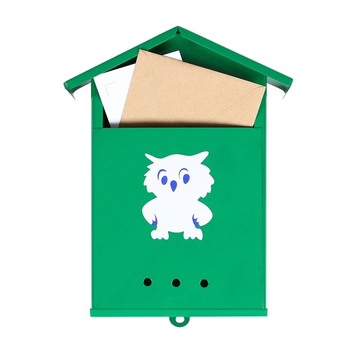 Ящик почтовый без замка (с петлёй), вертикальный, "Домик", зелёный от компании Интернет-гипермаркет «MOLL» - фото 1