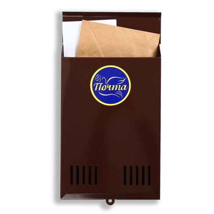 Ящик почтовый без замка (с петлёй), вертикальный, коричневый от компании Интернет-гипермаркет «MOLL» - фото 1