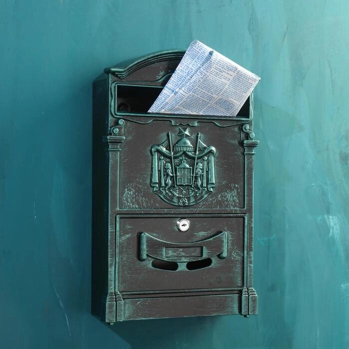 Ящик почтовый №4010В, зелёная патина от компании Интернет-гипермаркет «MOLL» - фото 1