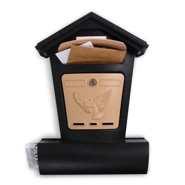Ящик почтовый, пластиковый, "Элит", с замком, чёрный от компании Интернет-гипермаркет «MOLL» - фото 1