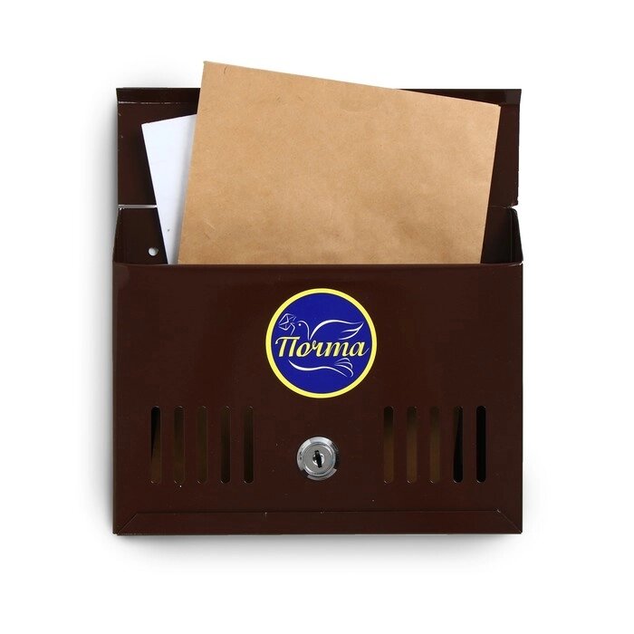 Ящик почтовый с замком, горизонтальный "Мини", коричневый от компании Интернет-гипермаркет «MOLL» - фото 1