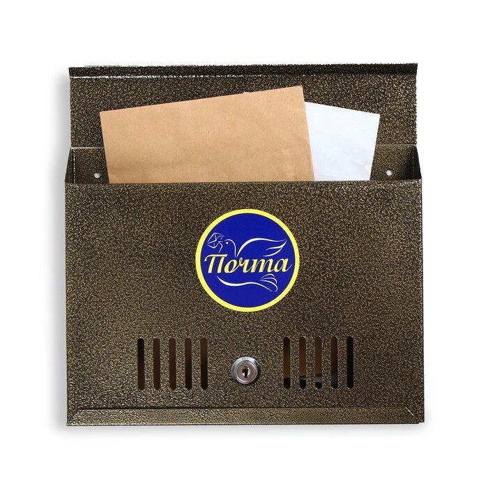 Ящик почтовый с замком, горизонтальный "Широкий", бронзовый от компании Интернет-гипермаркет «MOLL» - фото 1
