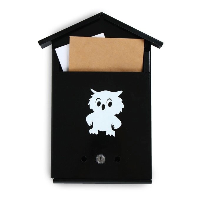Ящик почтовый с замком, вертикальный, "Домик", чёрный от компании Интернет-гипермаркет «MOLL» - фото 1