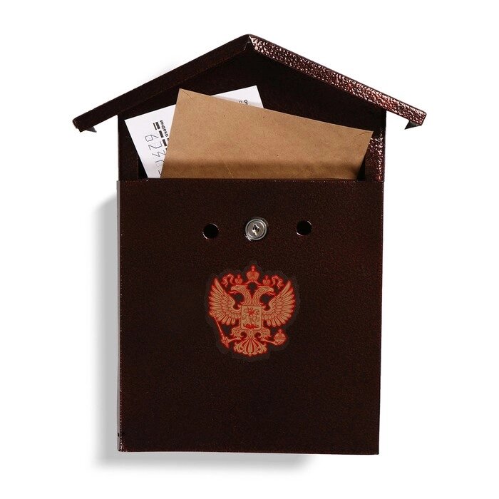 Ящик почтовый с замком, вертикальный, "Домик-Элит", коричневый от компании Интернет-гипермаркет «MOLL» - фото 1