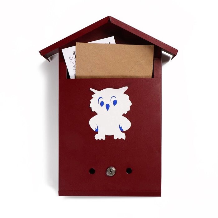 Ящик почтовый с замком, вертикальный, "Домик", вишнёвый от компании Интернет-гипермаркет «MOLL» - фото 1