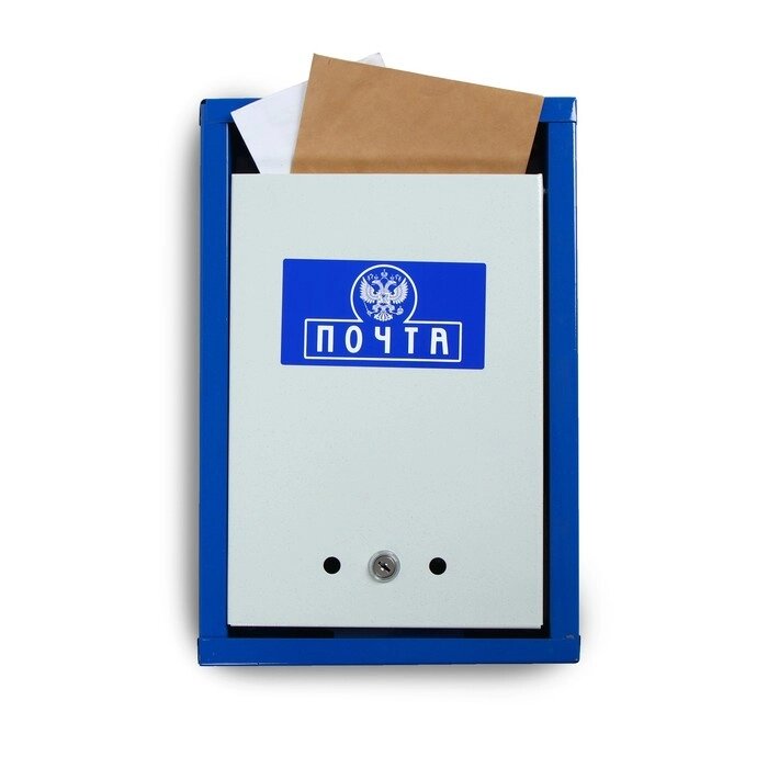 Ящик почтовый с замком, вертикальный "Герб", синий от компании Интернет-гипермаркет «MOLL» - фото 1