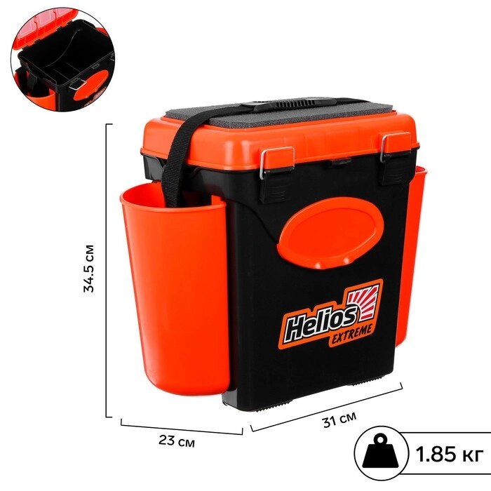 Ящик зимний Helios FishBox 10 л, односекционный, цвет оранжевый от компании Интернет-гипермаркет «MOLL» - фото 1