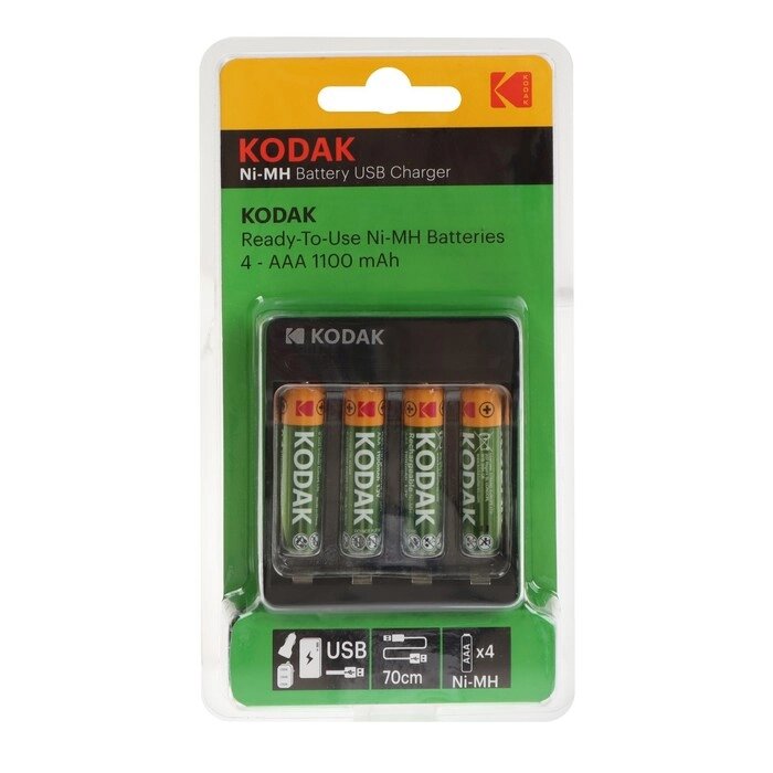 Зарядное устройство Kodak USB Overnight charger для AA/AAA + 4 аккумулятора AAA 1100 мАч от компании Интернет-гипермаркет «MOLL» - фото 1
