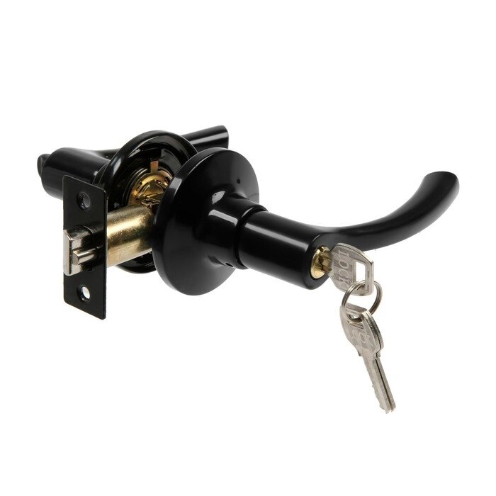 Защелка (мод. 3186), межкомнатная, фиксатор, 3 ключа, цвет глянцевый черный от компании Интернет-гипермаркет «MOLL» - фото 1