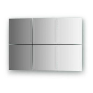 Зеркальная плитка с фацетом 15 мм, комплект 6 шт квадрат 15 х 15 см, серебро Evoform