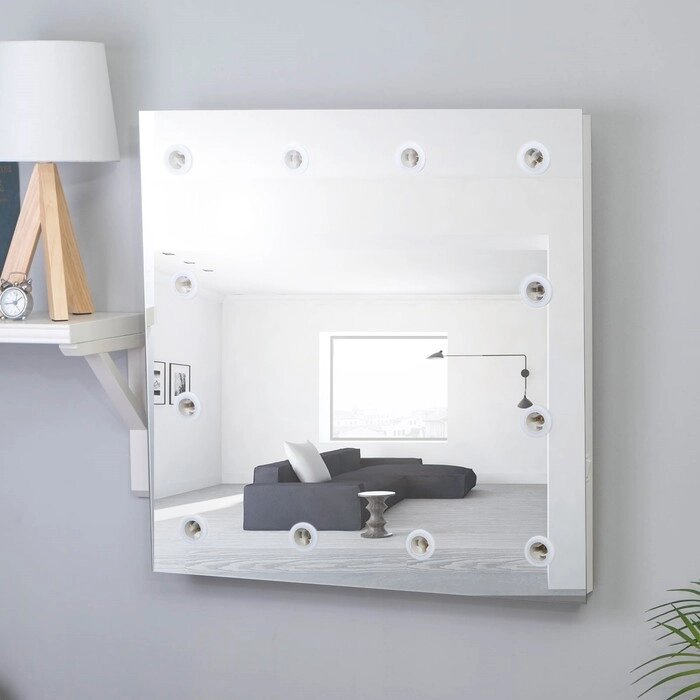 Зеркало, гримерное, настенное, 12 лампочек, 6060 cм от компании Интернет-гипермаркет «MOLL» - фото 1