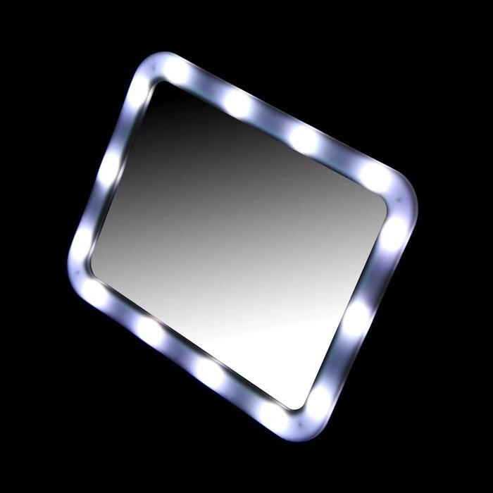 Зеркало LuazON KZ-01, подсветка, настольное, 14 диодов, 4хАА (не в комплекте), белое от компании Интернет-гипермаркет «MOLL» - фото 1