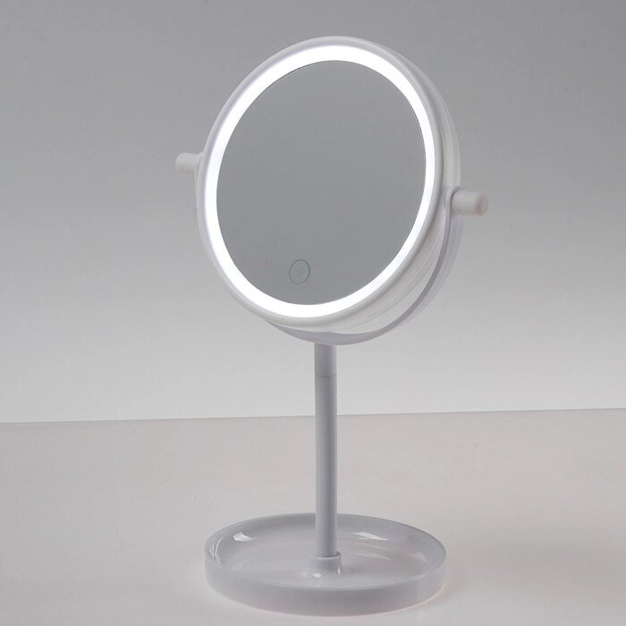 Зеркало LuazON KZ-04, подсветка, настольное, 19.5  13  29.5 см, 4хААА, сенсорная кнопка от компании Интернет-гипермаркет «MOLL» - фото 1