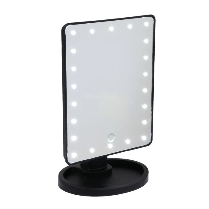 Зеркало LuazON KZ-06, подсветка, 26.51612 см, 4хАА, 22 диода, сенсорная кнопка, черное от компании Интернет-гипермаркет «MOLL» - фото 1