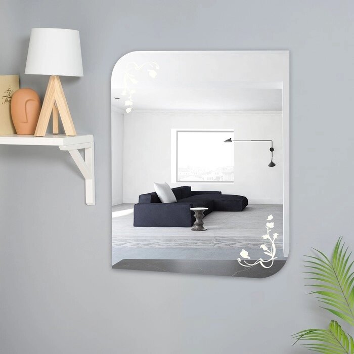 Зеркало настенное, 60 х 50 см,  с пескоструйным рисунком от компании Интернет-гипермаркет «MOLL» - фото 1