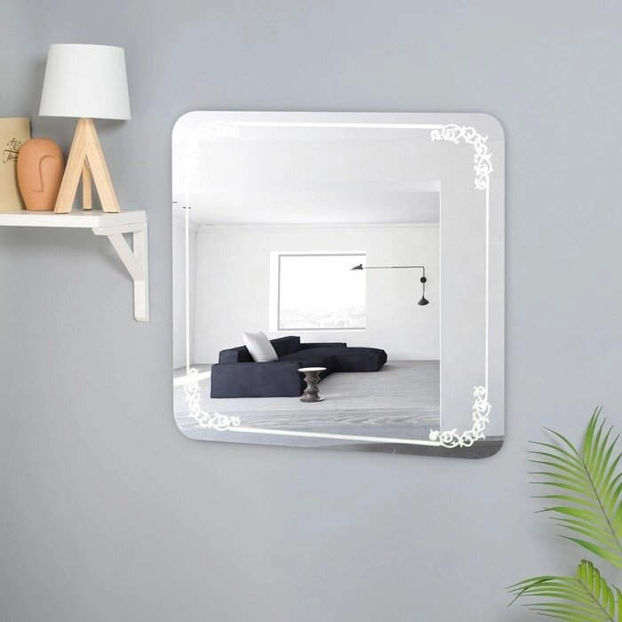 Зеркало настенное, 600 х 600 мм,  с пескоструйным рисунком от компании Интернет-гипермаркет «MOLL» - фото 1