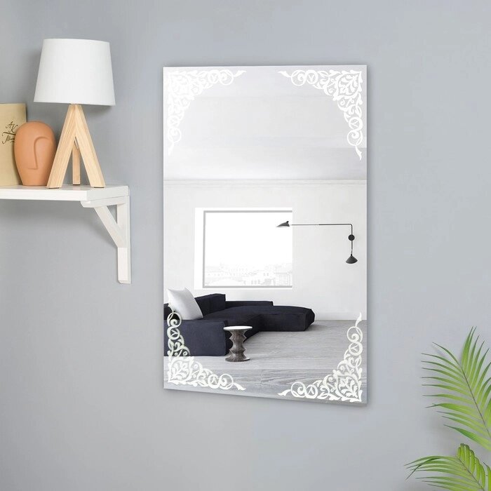 Зеркало настенное, 800 х 500 мм,  с пескоструйным рисунком от компании Интернет-гипермаркет «MOLL» - фото 1