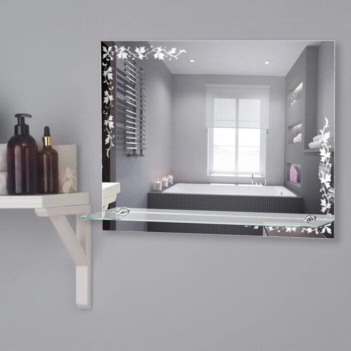 Зеркало, настенное, с полочкой, 6045 см от компании Интернет-гипермаркет «MOLL» - фото 1
