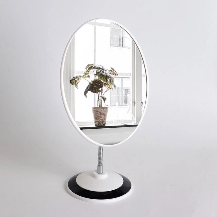 Зеркало настольное, на гибкой ножке, зеркальная поверхность 14,5  20,2 см, цвет чёрный/белый от компании Интернет-гипермаркет «MOLL» - фото 1