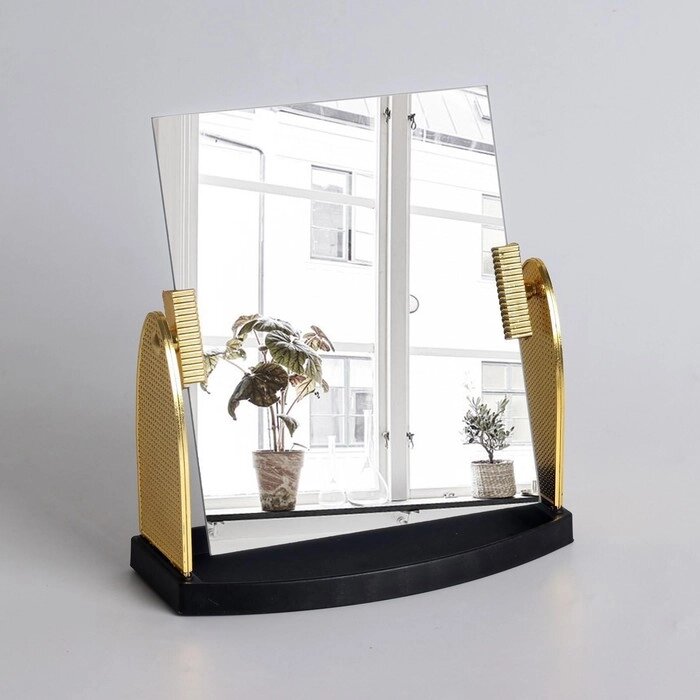 Зеркало настольное, зеркальная поверхность 15  17,5 см, цвет золотой от компании Интернет-гипермаркет «MOLL» - фото 1