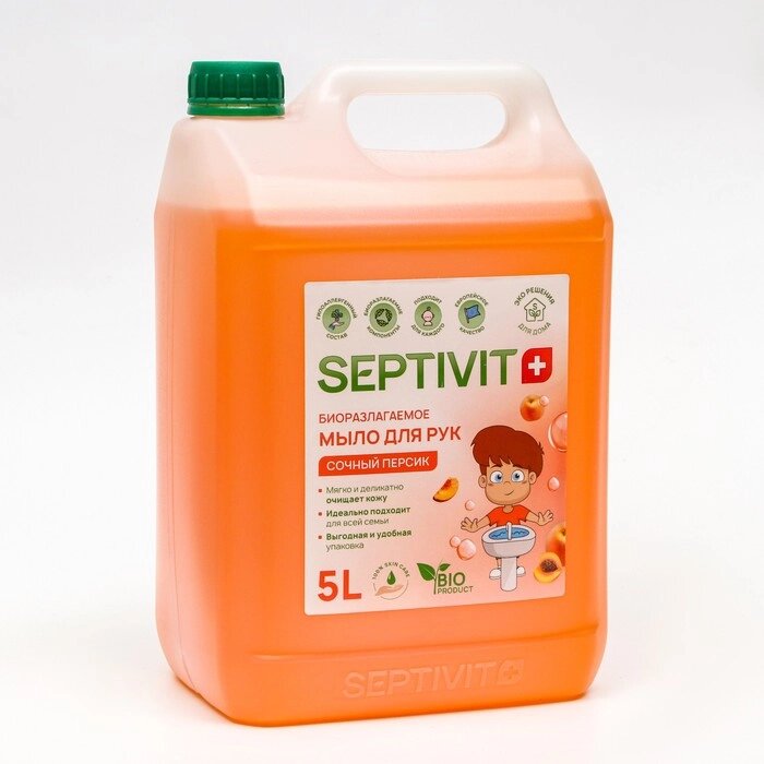 Жидкое мыло SEPTIVIT "Персик" 5 л от компании Интернет-гипермаркет «MOLL» - фото 1