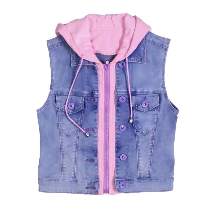 Жилет джинсовый для девочек, рост 104 см, цвет голубой, розовый от компании Интернет-гипермаркет «MOLL» - фото 1