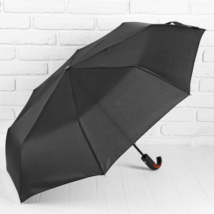 Зонт автоматический "Однотонный", 3 сложения, 8 спиц, R = 47 см, цвет чёрный от компании Интернет-гипермаркет «MOLL» - фото 1