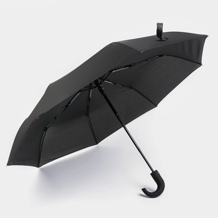 Зонт автоматический "Однотонный", 3 сложения, 8 спиц, R = 50 см, цвет чёрный от компании Интернет-гипермаркет «MOLL» - фото 1