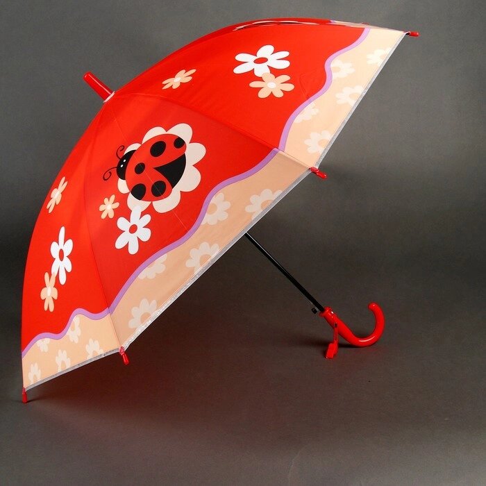 Зонт детский "Божья коровка", полуавтоматический, r=40см, цвет красный от компании Интернет-гипермаркет «MOLL» - фото 1