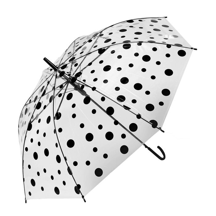 Зонт детский "Горохи", полуавтоматический, r=45см, цвет прозрачный/чёрный от компании Интернет-гипермаркет «MOLL» - фото 1