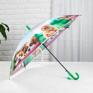 Зонт детский полуавтоматический "Милые зверюшки", r=41см, со свистком, цвет МИКС