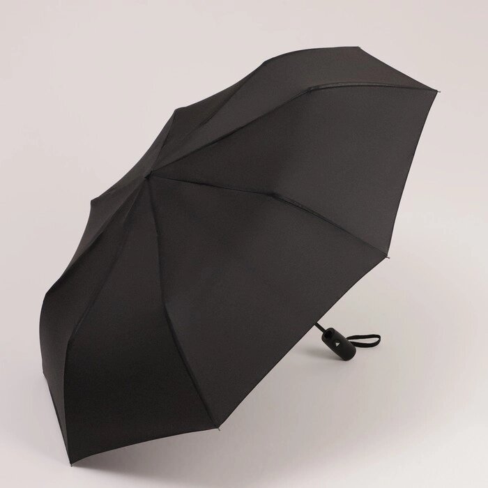 Зонт полуавтоматический "Однотонный", 3 сложения, 8 спиц, R = 49 см, цвет чёрный от компании Интернет-гипермаркет «MOLL» - фото 1