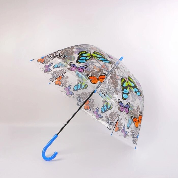 Зонт - трость полуавтоматический "Бабочки", 8 спиц, R = 40 см, цвет МИКС от компании Интернет-гипермаркет «MOLL» - фото 1