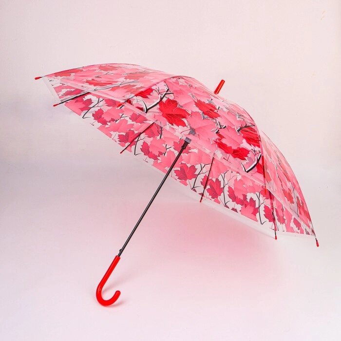 Зонт - трость полуавтоматический "Листопад", 8 спиц, R = 48 см, цвет МИКС от компании Интернет-гипермаркет «MOLL» - фото 1
