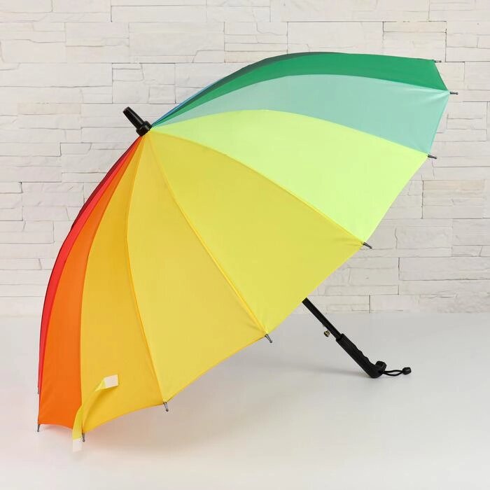 Зонт - трость полуавтоматический "Радуга", 16 спиц, R = 48 см, разноцветный от компании Интернет-гипермаркет «MOLL» - фото 1