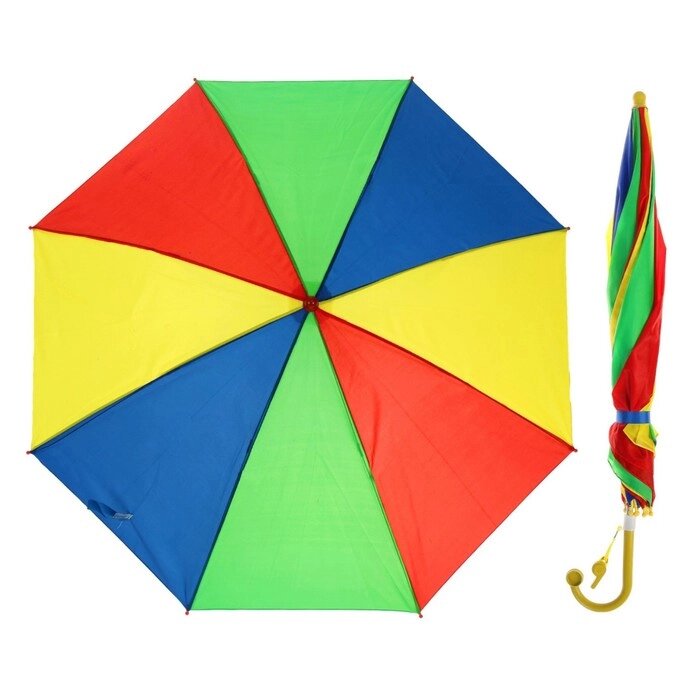 Зонт-трость "Радуга", полуавтоматический, со свистком, R=38см от компании Интернет-гипермаркет «MOLL» - фото 1