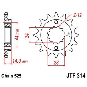 Звезда передняя ведущая JTF314 для мотоцикла, стальная