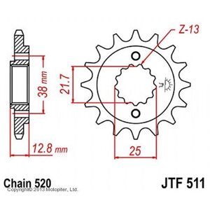 Звезда передняя ведущая JTF511 для мотоцикла, стальная