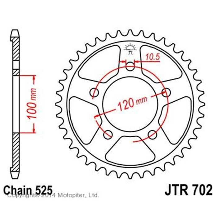 Звезда задняя ведомая для мотоцикла JTR702 от компании Интернет-гипермаркет «MOLL» - фото 1