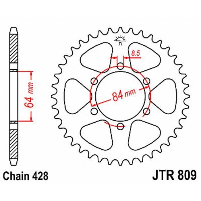 Звезда задняя ведомая для мотоцикла JTR809.49 от компании Интернет-гипермаркет «MOLL» - фото 1