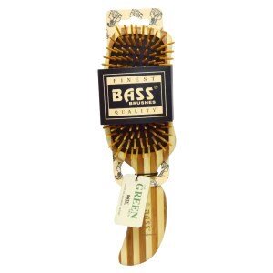 Bass Brushes Изогнутая щётка для волос с деревянными щетинками и полосатой бамбуковой ручкой от компании Интернет-магазин ayurvedic by - фото 1