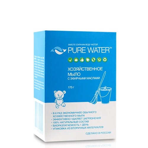 PURE WATER Хозяйственное мыло с эфирными маслами, 175 г