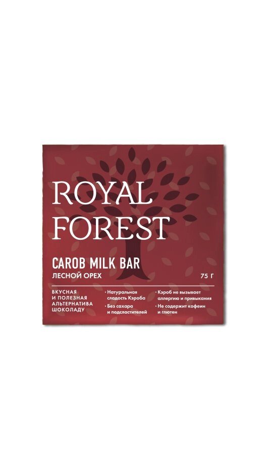ROYAL FOREST Шоколад из кэроба с лесными орехами, 75 г от компании Интернет-магазин ayurvedic by - фото 1