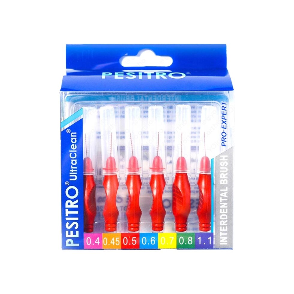 Набор межзубных ершиков PESITRO Ortho Standart, толщина 0,5 мм, с прорезиненной ручкой от компании Интернет-магазин "Польза" - фото 1