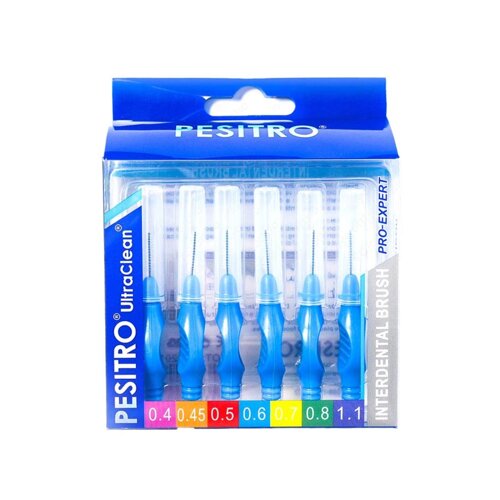 Набор межзубных ершиков PESITRO Ortho Standart, толщина 0,6 мм, с прорезиненной ручкой